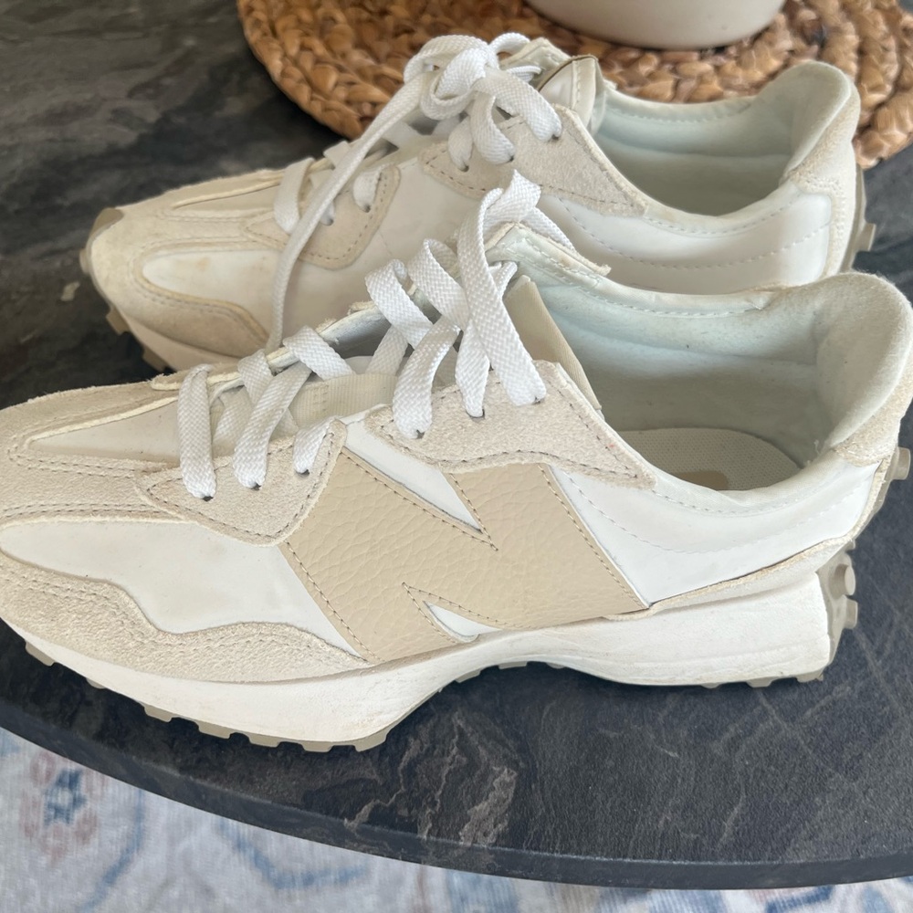 New Balance White and Cream Sneakers